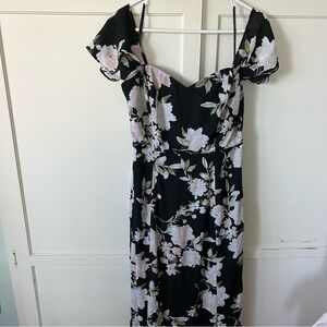 Wayf Black and Pink Floral Maxi Dress